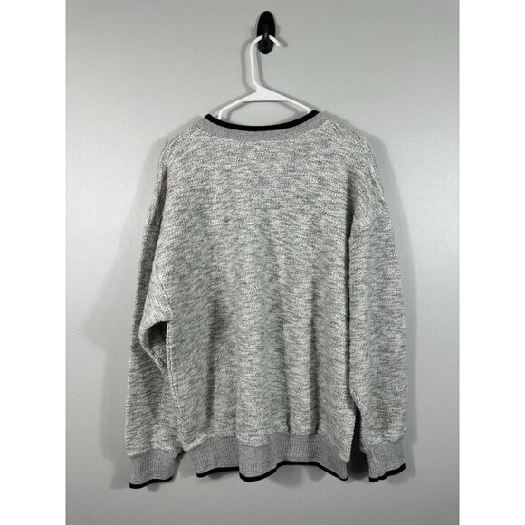 Art Unlimited Sweater shirt Mens Large Gray Aztec Nub Wolf Sweatshirt V Neck - Picture 2 of 13